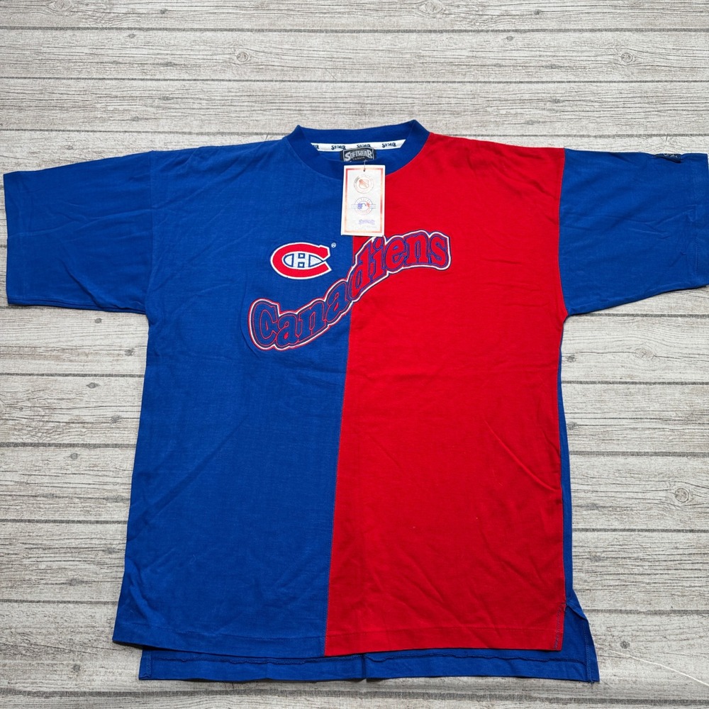 Montreal Canadiens T-Shirt Men's Large Blue Red Hockey Athletics Softwear NEW
